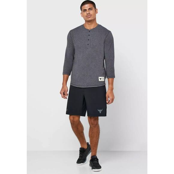 Under Armour Project Rock Men's Charcoal 3/4 Sleeve Henley Tee Size Medium - Picture 1 of 7